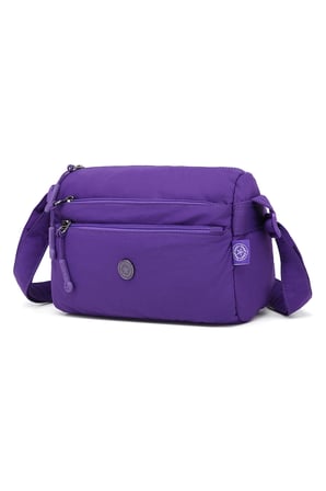 Smart Bags Mor Kadın Omuz Çantası Hafif Kumaş Çok Cepli Çapraz Uzun Askılı
