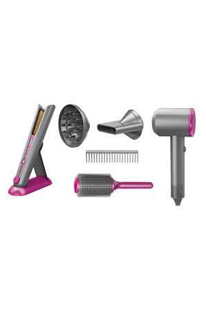 OYUNCAK KUAFÖR SETİ SESLİ IŞIKLI LÜKS ŞEKİLLENDİRİCİ GERÇEK ÜFLEMELİ SAÇ KURUTMA