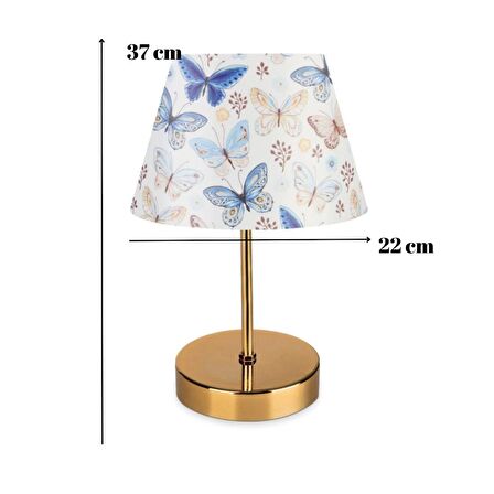 ArtGift Lara Gold Gövdeli Abajur Kelebek Desen PVC Başlık