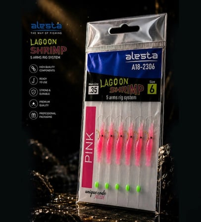 ALESTA LAGOON SHRIMP RIG X0288 5 KÖSTEK 0.35MM NO:6 İĞNE RENK:PINK