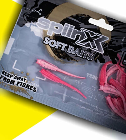 Spiinx Sandworm Lrf Silikon 6Cm 18P UV Renk: Sugar Pink