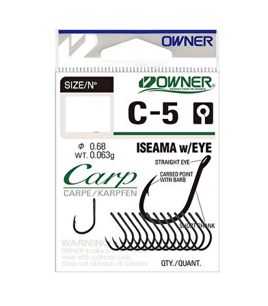 OWNER 53265 C-5 CARP ISEAMA w/EYE Sazan İğnesi No:3