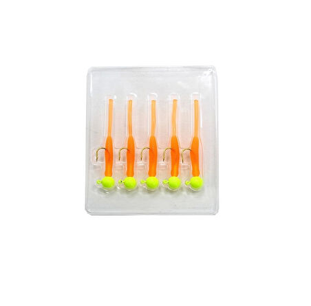 Captain 3521 Mini Worm 4.5cm Jig Headli LRF Silikonu 5'li SET Renk:01