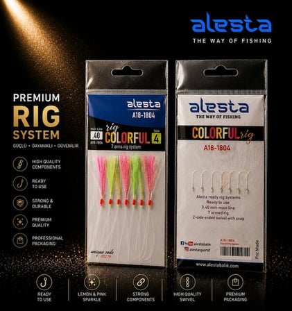 Alesta COLORFUL RIG X0239 7 Köstek Hazır Takım 0,30MM İğne NO:8