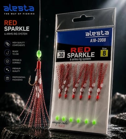 ALESTA RED SPARKLE RIG X0225 6 KÖSTEK HAZIR TAKIM 0.40MM NO:4 İĞNE