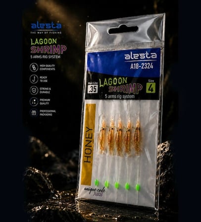 ALESTA LAGOON SHRIMP RIG X0288 5 KÖSTEK 0.35MM NO:6 İĞNE RENK:HONEY