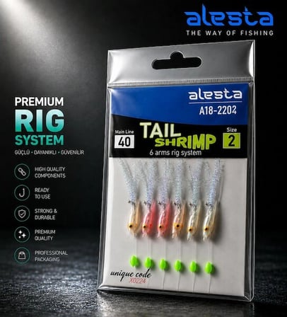 ALESTA TAIL SHRIMP RIG X0284 6 KÖSTEK HAZIR TAKIM 0.30MM NO:6 İĞNE