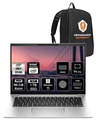 HP EliteBook 840 G10 i7-1355U 96GB RAM 1TB SSD 14'' WUXGA W11PRO 819H1EA & PER4 ÇANTA