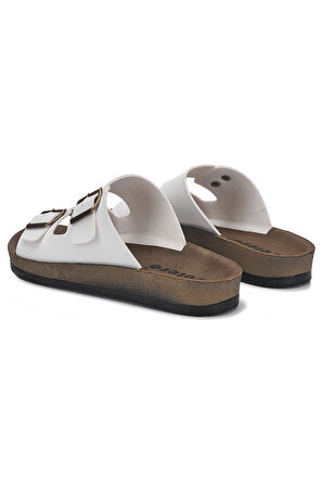 Günlük Kadın - Erkek Çift Tokalı Bantlı Desenli Mantar Taban Terlik 245 - 77734 - 34132 