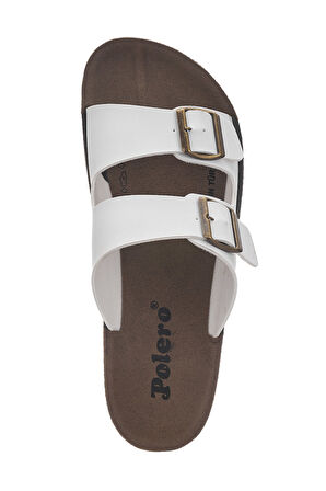 Günlük Kadın - Erkek Çift Tokalı Bantlı Desenli Mantar Taban Terlik 245 - 77734 - 34132 