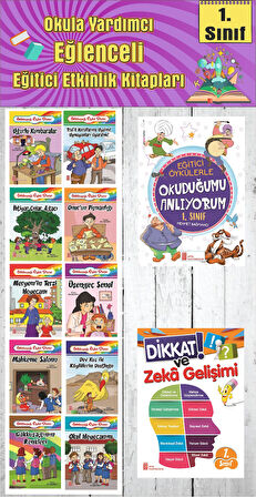 1. Sınıf Okula Yardımcı Eğitici Okuduğumu Anlıyorum - Dikkat ve Zeka Gelişimi - 10 lu Hikaye Seti 3