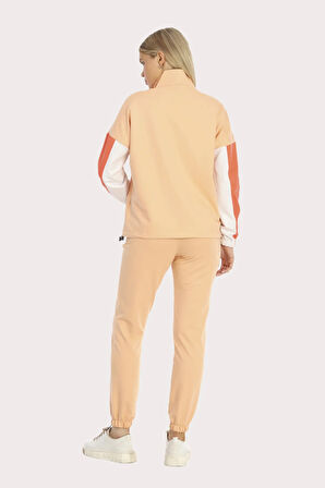 Kadın Iki Iplik Dik Fermuarlı Yaka Lastikli Paça Uzun Kollu Yavru Ağzı Eşofman Takımı - 7774