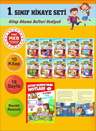 1.Sınıflar İçin Okumayı Sevdiren 10 lu Hikaye Seti 13 (Kitap Okuma Defteri Hediyeli)