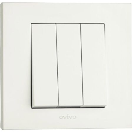 Tenda Grano Beyaz Üçlü Anahtar ( 10 Adet )+Çerçeve Dahildir