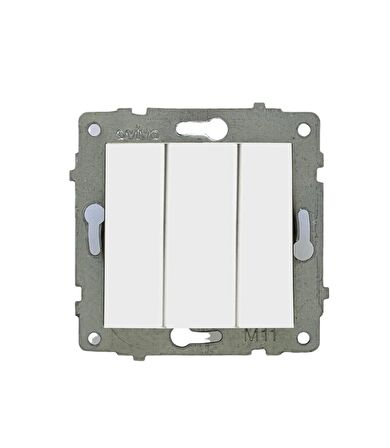 Tenda Grano Beyaz Üçlü Anahtar ( 15 Adet ) ÇERÇEVE HARİÇTİR