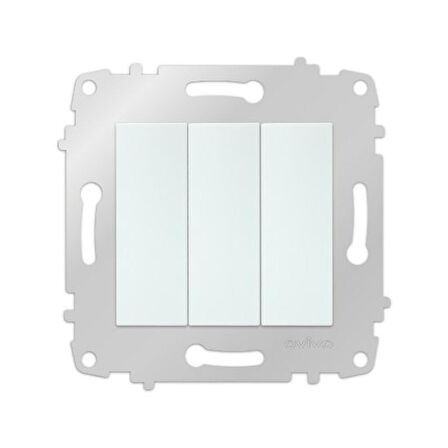 Ovivo Grano Beyaz Natural Üçlü Anahtar ( 12 Adet ) ÇERÇEVE HARİÇTİR