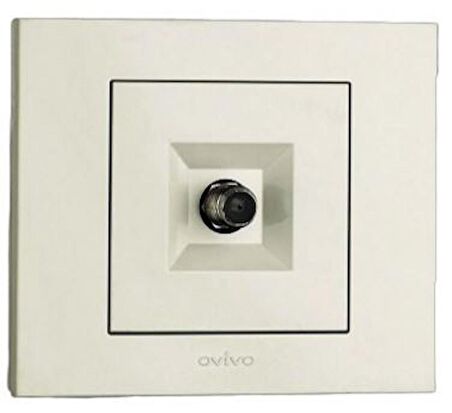 Ovivo Grano Beyaz Natural Uydu Tv Prizi F Konnektör ( 10 Adet )+Çerçeve Dahil