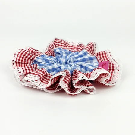 Woodycord Fırfırlı Pötikareli El Yapımı Scrunchie Topuz Tokası
