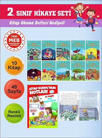 2.Sınıflar İçin Okumayı Sevdiren 10 lu Hikaye Seti 4 (Kitap Okuma Defteri Hediyeli)