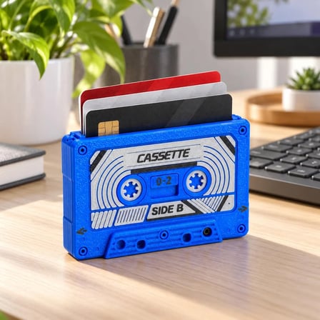 Kaset Cüzdan - Retro Kaset Kartlık Mavi