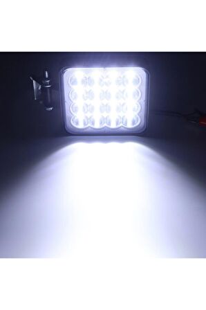 Off Road Sis Farı, 16 Led Kare Çalışma Lambası 1 Adet 12-24v, 48w