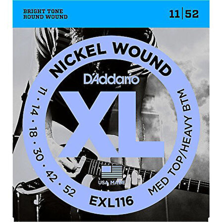 Daddario EXL116 XL 011 Elektro Gitar Teli MED TOP/HEAVY BOTTOM 0.11-0.52