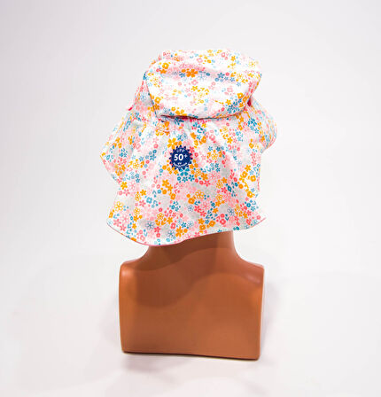 Nabaiji Bebek Uv Korumalı Şapka - Pembe / Çiçek Baskılı 1-3 Yaş 46-48cm  Kafa Ölcüsü Çift Taraflı Meridyendukkan