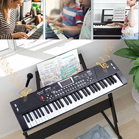 MultiZone 61 Tuşlu Elektronik Işıklı Dijital Çocuk Piyanosu Mikrofonlu Başlangıç Için Keyboard Demolu