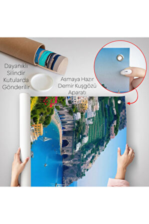 Sahildeki Mavi Klasik Araba Duvar Örtüsü-7776