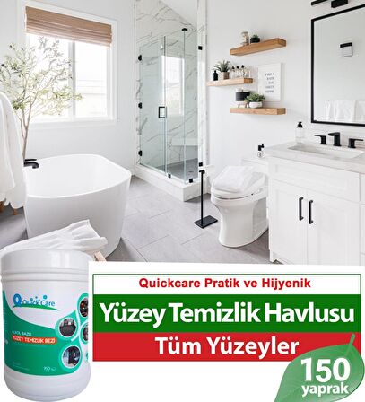 QUICKCARE Dezenfektanlı Yüzey Temizlik Havlusu 150 Yaprak- Limon Kokulu 