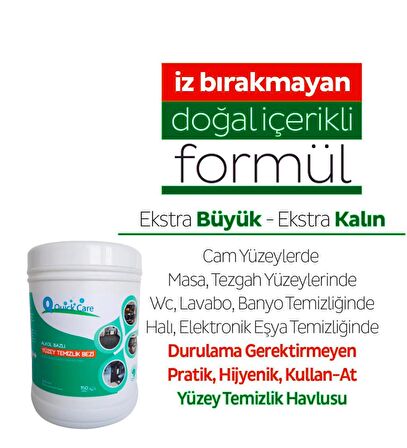 QUICKCARE Dezenfektanlı Yüzey Temizlik Havlusu 150 Yaprak- Limon Kokulu 