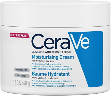 CeraVe Nemlendirici Krem Kuru Ciltler Seramid ve Hyalüronik Asit İçerikli Yüz Vücut 340gr