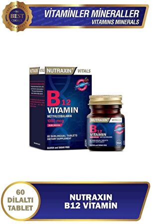 NUTRAXİN NUTRAXİN B12 VIT. 60 DİLALTI TABLET 1 Paket(1 x 60 Tabletten)