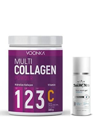 Multi Collagen Powder Vitamin C 300 Gr  + Yüz Yıkama Jeli 100ml Hediyeli