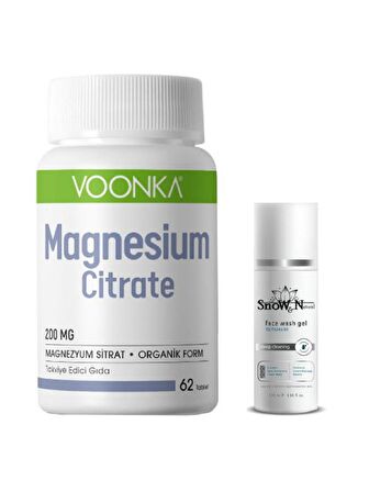 Magnesium Citrate 62 Kapsül Magnezyum Takviyesi + Yüz Yıkama Jeli 100ml Hediyeli