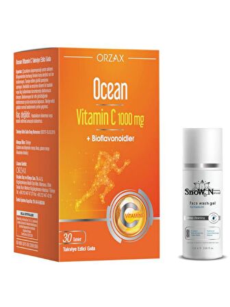 Orzax Vitamin C 1000 Mg 30 Tablet + Yüz Yıkama Jeli 100ml Hediyeli