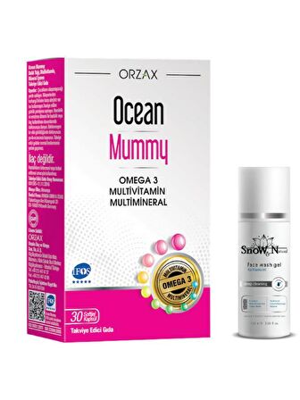 Orzax Omega 3 Mummy 30 Kapsül + Yüz Yıkama Jeli 100ml Hediyeli