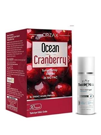 Orzax Cranberry 30 Kapsül + Yüz Temizleme Jeli 100ml Hediyeli