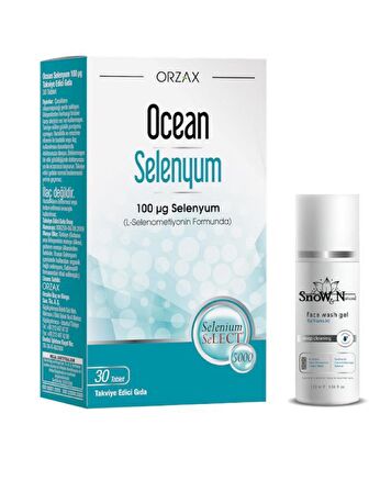 Orzax Selenyum 100 Mcg 30 Selenyum Takviyesi + Yüz Temizleme Jeli 100ml Hediyeli