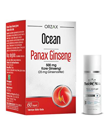 Orzax Panax Ginseng 60 Kapsül + Yüz Temizleme Jeli 100ml Hediyeli