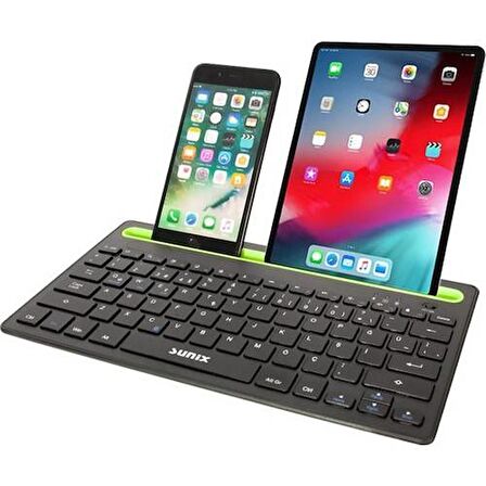 Sunix KYB01 PC/Laptop/Android/iOS Uyumlu Bluetooth Kablosuz Standlı Klavye Türkçe Q