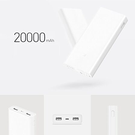 DTS Teknoloji Xiaomi Mi 20000 mAh  Uyumlu Hızlı Şarj Powerbank Beyaz