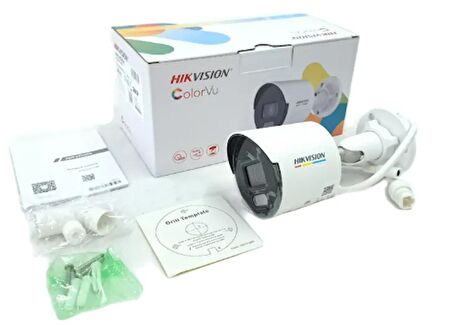 HIKVISION Bullet DS-2CD1027G0-LUF Gece Renkli PoE 2MP IP Sesli Kamera ColorVu H.265+IP67