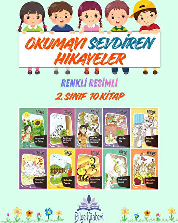 2.Sınıf Okumayı Sevdiren Renkli Resimli Hikayeler 10 - 10 Kitap