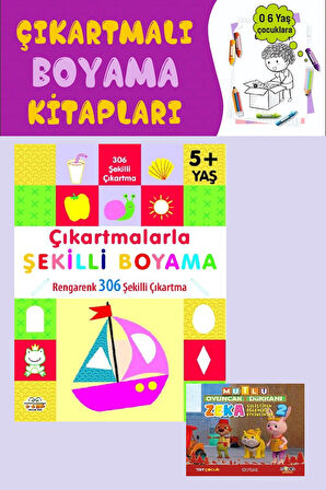 5 Yaş ve Üzeri Çıkartmalarla Şekilli Boyama (146 Şekilli Çıkartma)