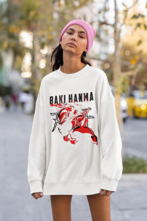 Baki Hanma Anime Karakter Baskılı Unisex Oversize Sweatshirt