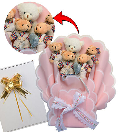 Premium Giysili Yumoş Peluş Ayıcık Buketi, Sevgiliye, Doğum Gününe Hediye