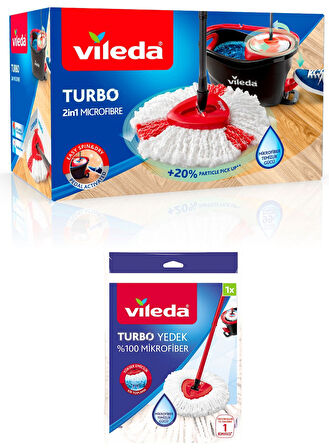 Vileda Turbo 2in1 Pedallı Temizlik Seti +Turbo Mikrofiber Yedek Paspas