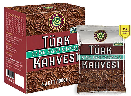 Kahve Dünyası Orta Kavrulmuş Türk Kahvesi 100 gr x 4 Adet