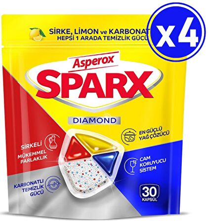 Asperox Sparx Bulaşık Makinesi Kapsülü 30 Yıkama x 4 Adet